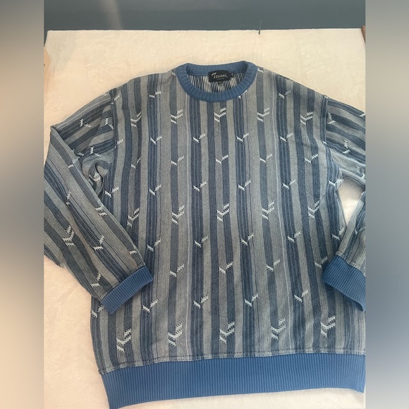 Tosani Other - Tosani vintage grandpa crewneck geometric designs cotton mens oversized large